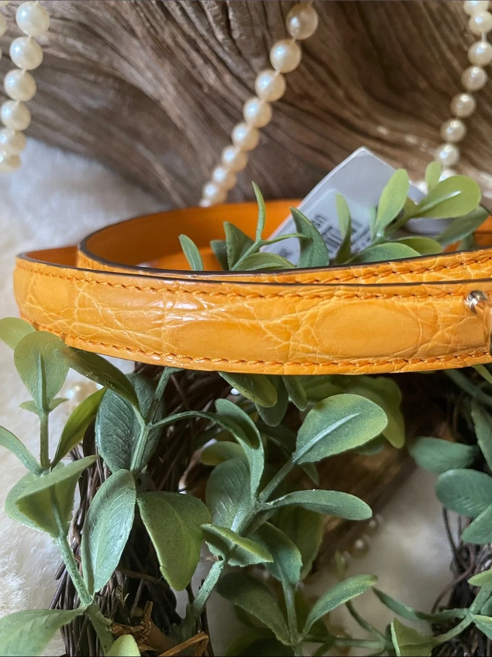 🐝Gucci® Gorgeous..  Mustard Orange Croc-Embossed Leather Belt